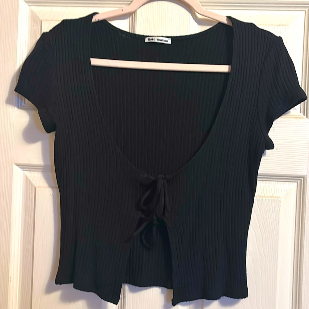 REFORMATION TIE FRONT GRETAH TOP